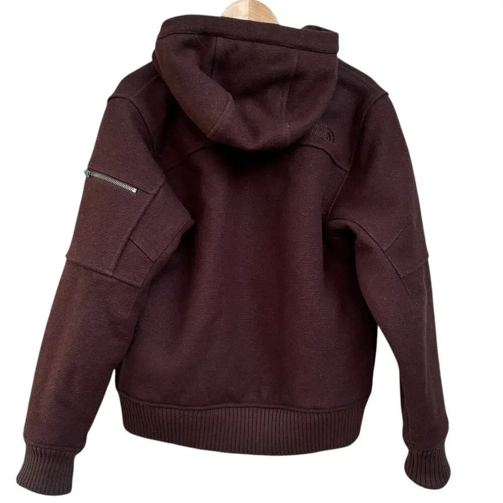 The North Face Buckeye Bomber Jacket Men's Size S Brown Wool Hooded